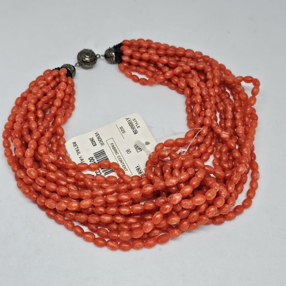 Doncaster Multi-Strand Coral Red Beaded Necklace - Picture 6 of 9